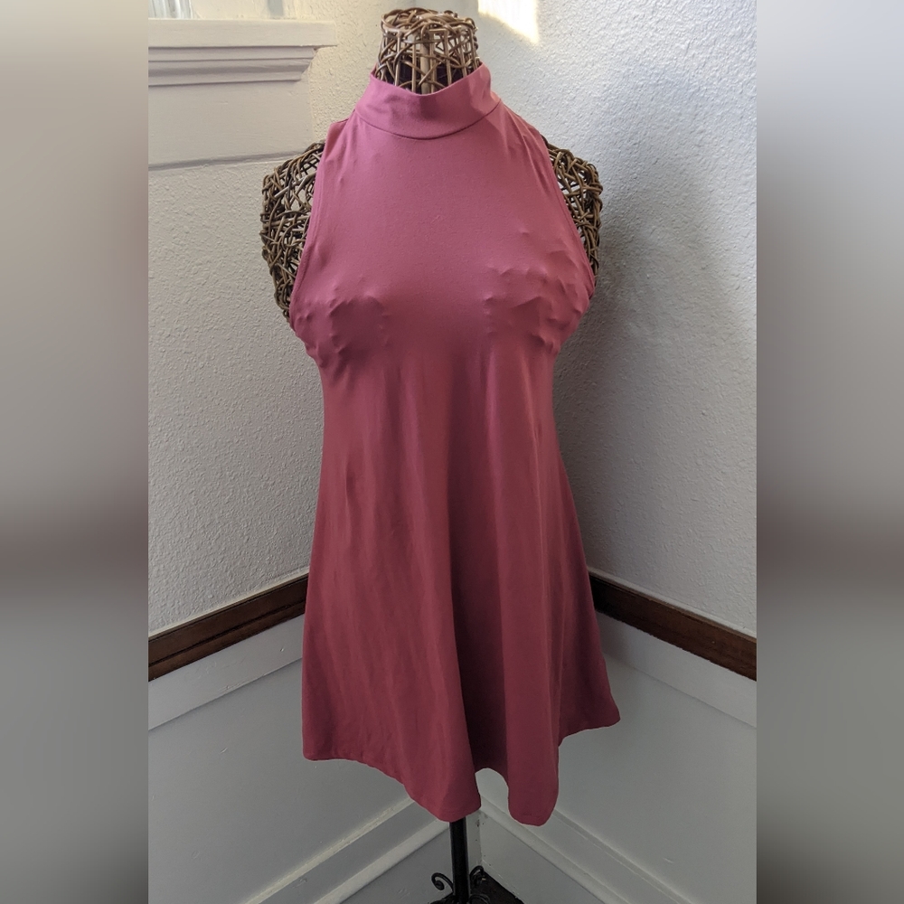 High Neck Pink Dress Bodycon